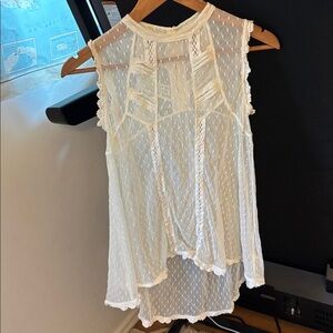 Free People Sheer White Sleeveless Top